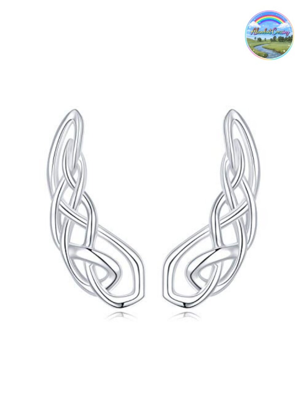 S925 Sterling Silver Opal Ear Climbers Celtic Knot Crawler Earrings